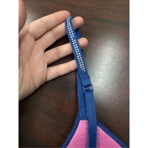 PINK Victoria’s Secret Wear Everywhere Push-Up Bra with Rhinestone Straps 32B - Picture 5 of 10